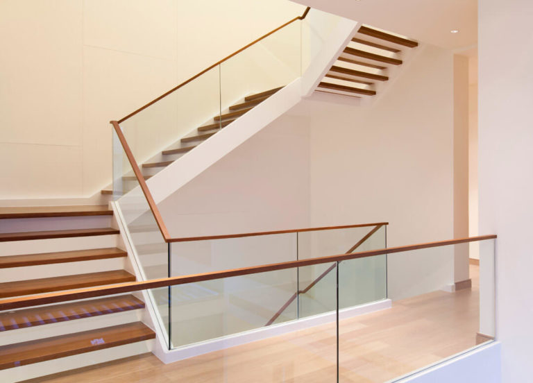 glass staircase and railing